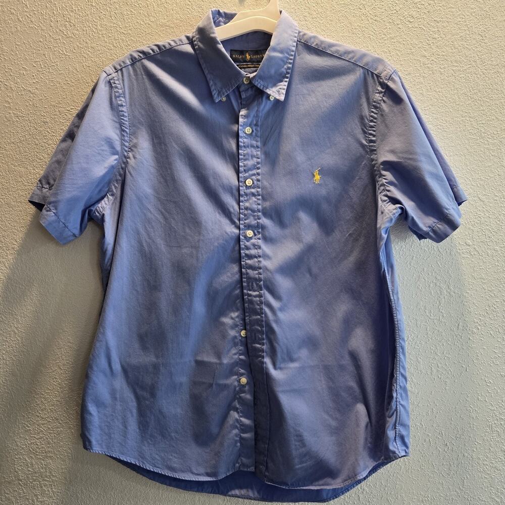 Polo Ralph Lauren Featherweight Twill Shirt Mens Large Blue Button Front Cotton